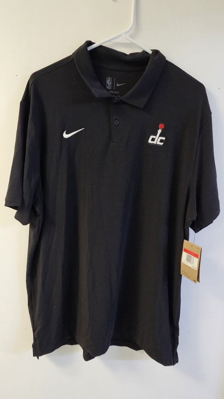 Washington Wizards Nike Dri-Fit Polo Men's L NBA NWT Black Short Sleeve
